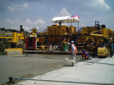 Concrete roadway pour