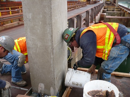 placing repair mortar