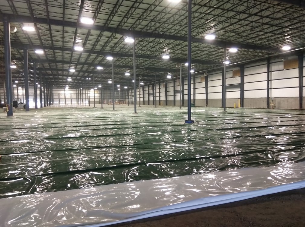 Gas vapor barrier installed before concrete placement