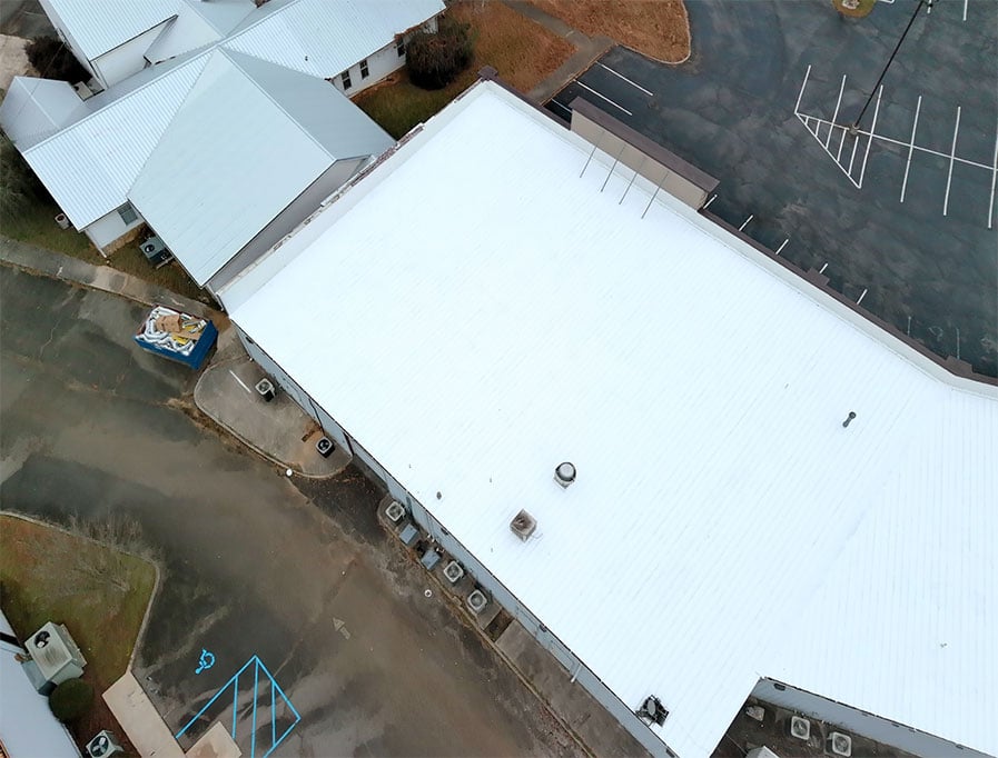 Silicone roof coating finished