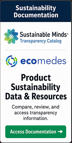 Product sustainability data and transparency platforms featuring Sustainable Minds Transparency Catalog and ecomedes. Compare, review, and specify sustainable products faster. Access sustainability documentation.