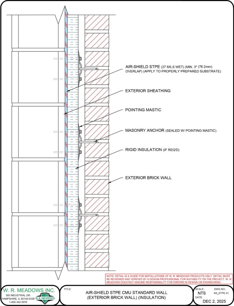 AIR-SHIELD STPE CMU STANDARD WALL (EXTERIOR BRICK WALL) (INSULATION)