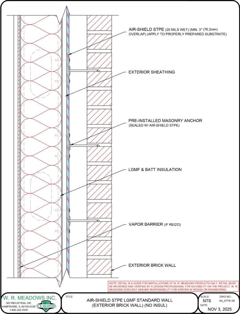 AIR-SHIELD STPE LGMF STANDARD WALL (EXTERIOR BRICK WALL) (NO INSUL)