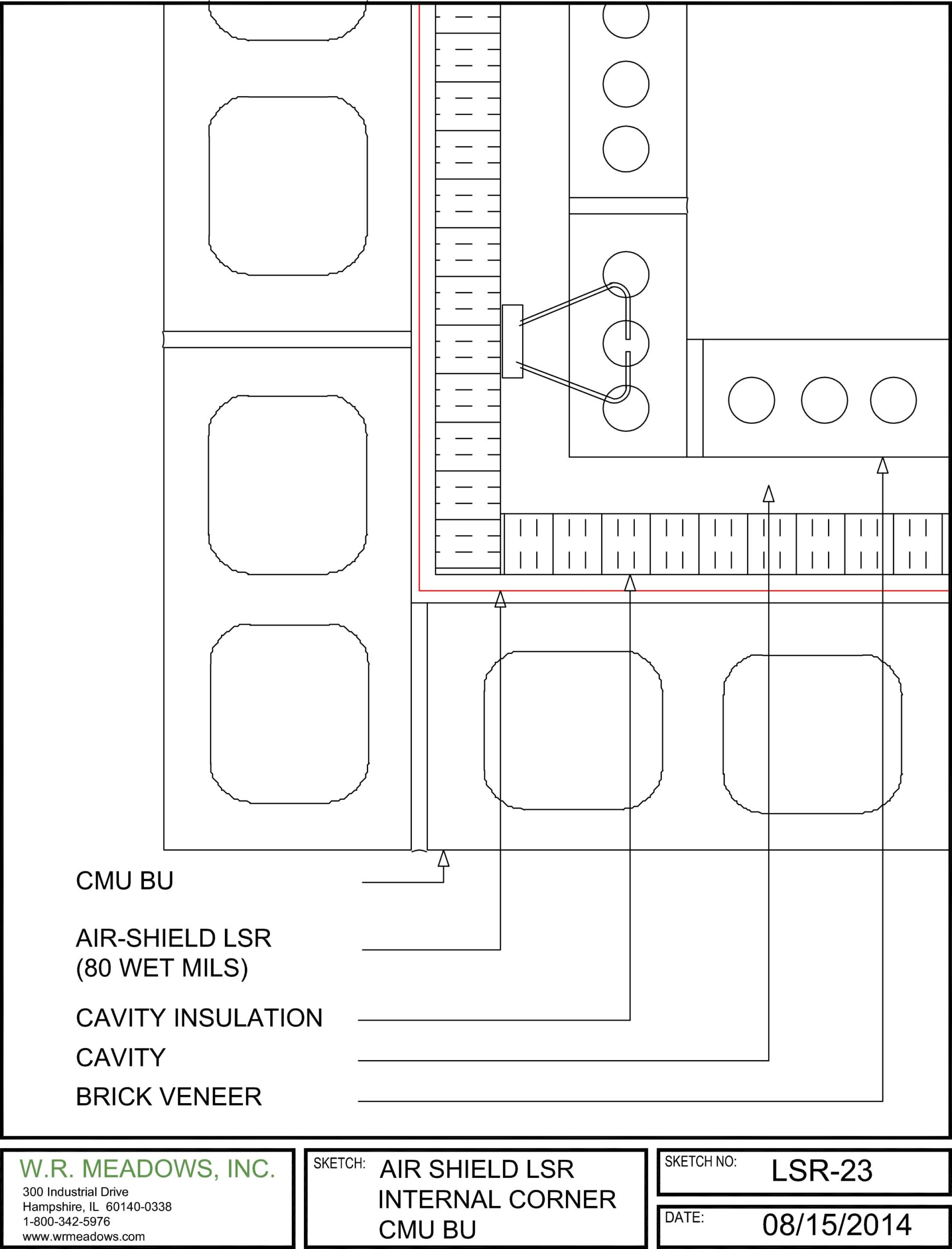 AIR-SHIELD LSR internal corner detail for CMU backup wall